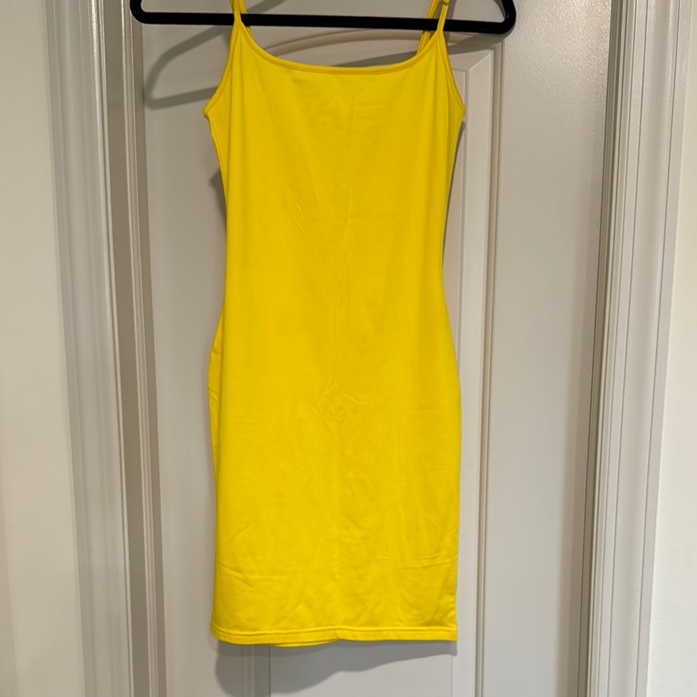 Source Unknown Yellow Spaghetti Strap Mini Dress